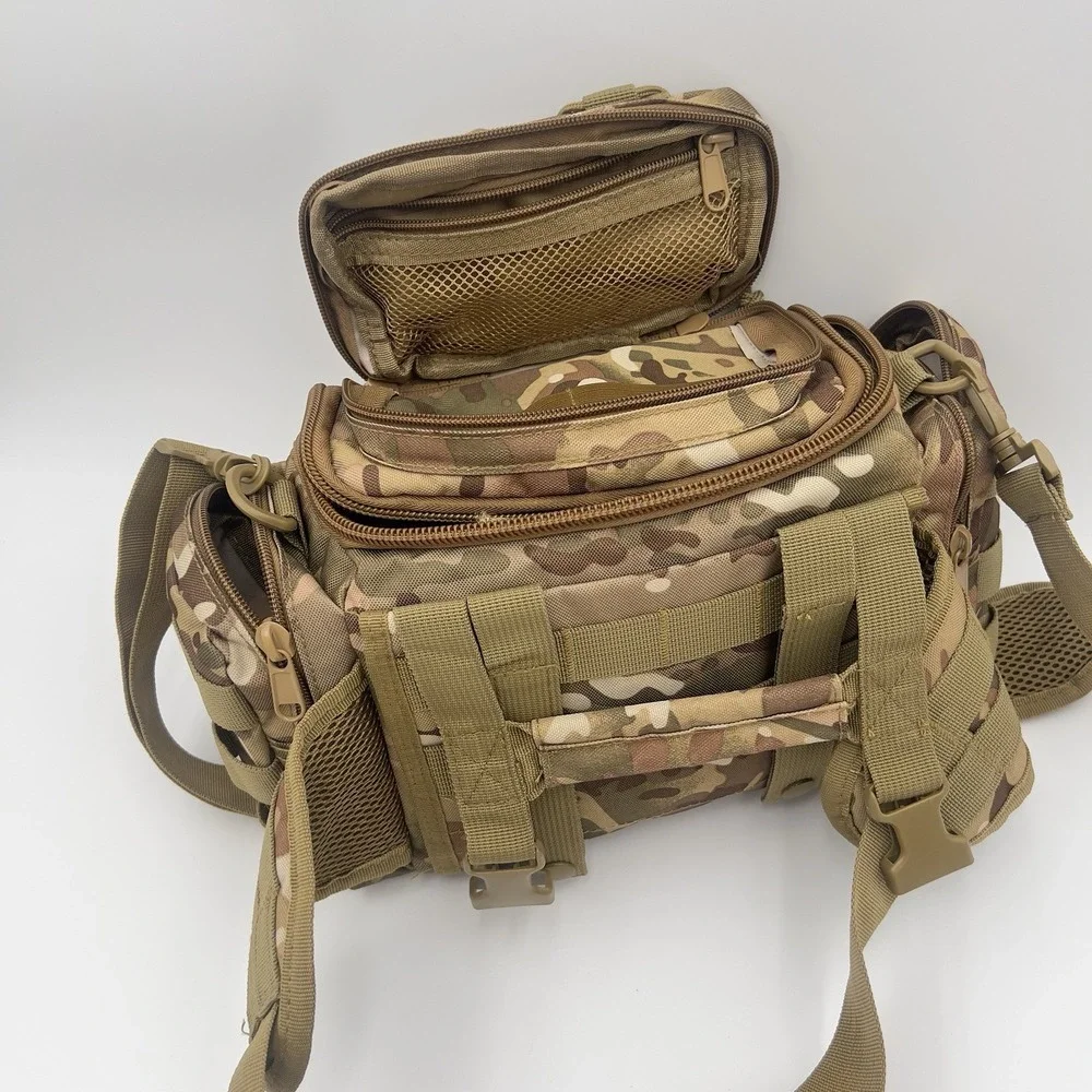 Multicam Fishing Tackle Bag Sling Shoulder Pack MOLLE Organizer Camo Gear